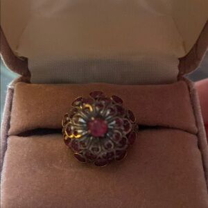 Elegant Silver and Red Gemstone Ring